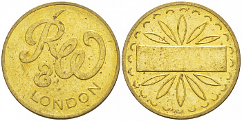 АНГЛИЯ ЖЕТОН ИГРОВОЙ ND R&W LONDON желтый металл 4528-841