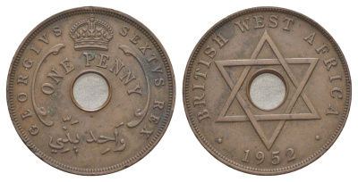 Британская Западная Африка 1 пенни 1952 KM 30a бронза 4645-936