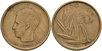 Бельгия 20 франков 1981 Belgique, Бодуэн I (1951-1993) KM 159 никель бронза 4135-1037