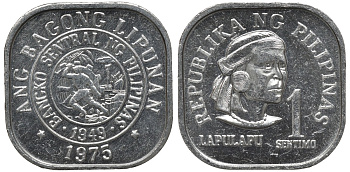 Филиппины 1 сентимо 1975 вождь острова Мактан Лапу-Лапу KM 205 алюминий UNC 192-331