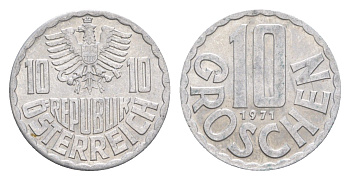 Австрия 10 грошей 1971 KM 2878 алюминий 4643-449