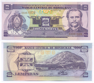 Гондурас 2 лемпира 1994 Марко Аурелио Сото, президент Pick 72 c бумага UNC (пресс) 8588-84-1-2
