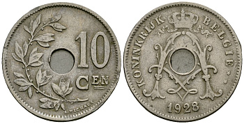 Бельгия 10 сантимов 1928 Belgie KM 86 медно-никель 4163-1027