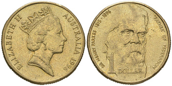 Австралия 1 доллар 1996 100 лет со дня смерти сэра Генри Паркса KM 310 алюминиевая бронза aUNC 4620-723