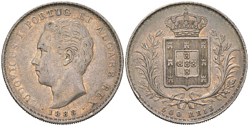Португалия 500 реалов 1888 Луиш I (1861-1889) KM 509 серебро 272-341