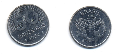 БРАЗИЛИЯ 50 КРУЙЗЕЙРО 1984 KM 594.1 сталь aUNC 51-5742