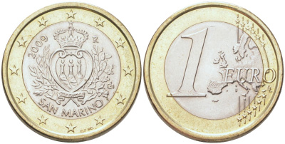 Сан-Марино 1 евро 2009 KM 485 биметалл UNC 4122-1224