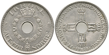Норвегия 1 крона 1925 Хокон VII (1905-1957) KM 385 медно-никель 34-625