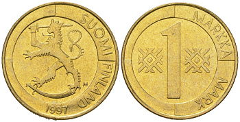 Финляндия 1 марка 1997 KM 76 алюминиевая бронза UNC 4618-766