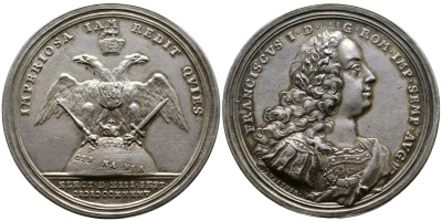Франкфурт медаль 1745 на выборы Франциска I Римским Императором Bernheimer 341 серебро UNC 10-002-21
