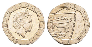 Великобритания 20 пенсов 2011 Елизавета II (1952-2022) KM 1111, Spink 4631 (G4) медно-никель 4639-939