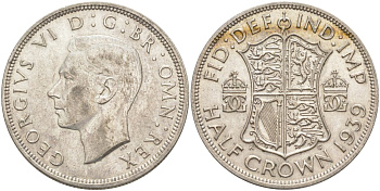 Великобритания 1/2 кроны 1939 Георг VI (1936-1952) KM 856, Spink 4080 серебро 4542-624