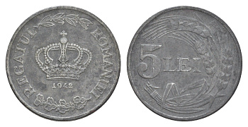 Румыния 5 леев 1942 KM 61 цинк 4635-213