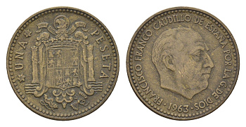 Испания 1 песета 1963 (64) Франсиско Франко (1939-1975) KM 775 алюминиевая бронза 4708-415