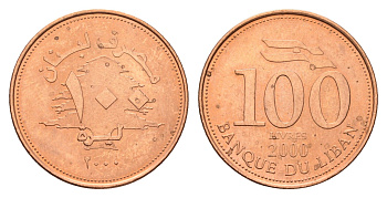 Ливан 100 ливров 2000 кедровое дерево KM 38 медь цинк UNC 4679-436