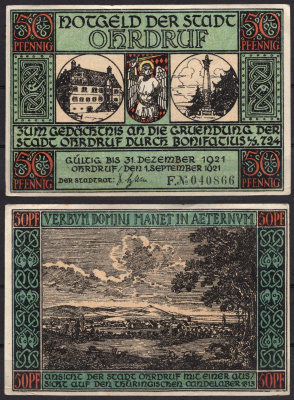 Германия, Ордруф 50 пфеннигов 1921 Нотгельд бумага 7556-2-1-2