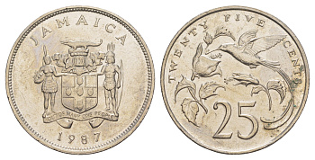 Ямайка 25 центов 1987 KM 49 медно-никель aUNC 91-1012