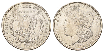 США 1 доллар 1921 D KM 110 серебро 1520-842