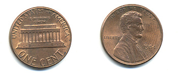 США 1 ЦЕНТ 1984 D, ЛИНКОЛЬН KM 201b цинк плакированный медью 86-143