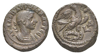 Римская Империя, Провинция Египет тетрадрахма 272-273 Аврелиан, бюст императора/орел, Александрия, (из старой нидерландской коллекции) Dattari 5492 биллон 1100-9-73