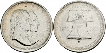 США 1/2 ДОЛЛАРА (50 ЦЕНТОВ ) 1926 150 ЛЕТ НЕЗАВИСИМОСТИ KM 160 серебро 3896-422