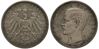 Бавария 5 марок 1902 Отто (1886-1913) Weege 47, J. 46, KM 512 серебро 3711-1435