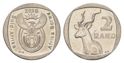 ЮАР 2 ранда 2010 KM 498 медь плакированная никелем UNC 4628-237