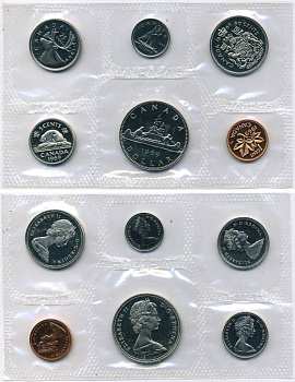 КАНАДА НАБОР ИЗ 6 МОНЕТ 1969 ОФИЦИАЛЬНЫЙ ГОДОВОЙ НАБОР, ЗАПАЙКА В ЦЕЛОФАН, ТИРАЖ 326203 ЭКЗ. KM PL20 PROOF-LIKE 3540-3