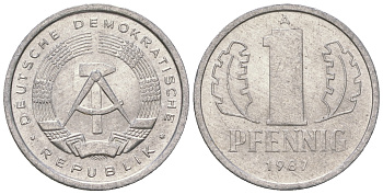 ГДР 1 пфенниг 1987 А KM 8.2 алюминий 4651-146