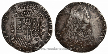 Милан, Италия 1 филиппо 1694 Карл II Испанский, Австрийская администрация Dav. 4007 серебро 00-000-00