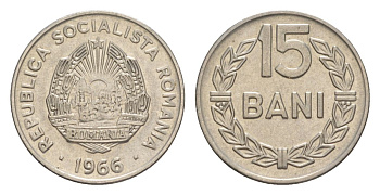 Румыния 15 бань (бани) 1966 KM 93 сталь плакированная никелем 4632-1024