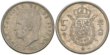 Испания 5 песет 1975 (78), Хуан Карлос I (1975-2014) KM 807 медно-никель 4612-1121