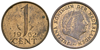 Нидерланды 1 цент 1962 Юлиана (1949-1980) KM 180 бронза 61-1251