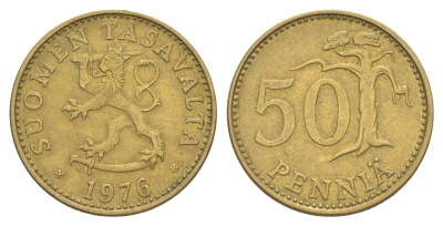 Финляндия 50 пенни 1976 KM 48 алюминиевая бронза 4648-457