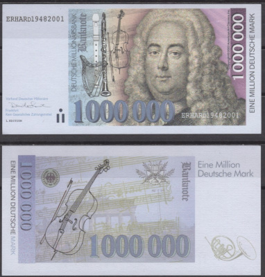 ФРГ 1000000 марок 2001 бумага  UNC (пресс) 7196-4-1