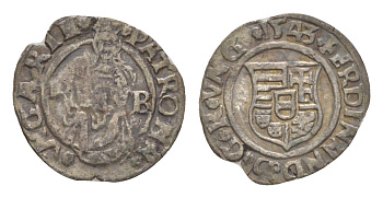 Венгрия 1 денар 1543 KB, Фердинанд I (1526-1564), мадонна с младенцем серебро EH 745a серебро 66-218