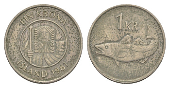 Исландия 1 крона 1981 KM 27 медно-никель 4644-938