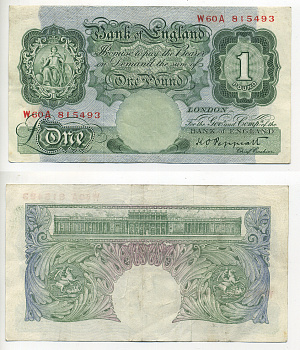 Англия 1 фунт ND (1948-1949) подпись Peppiatt Pick 369 а бумага 6287-35-1-1