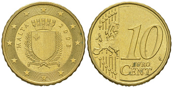 Мальта 10 евроцентов 2008 F KM 128 нордик UNC 4551-853