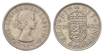 Великобритания 1 шиллинг 1963 Елизавета II (1952-2022), Шотландский герб KM 905, Spink 4148 медно-никель 4695-823