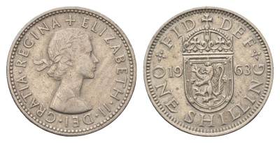 Великобритания 1 шиллинг 1963 Елизавета II (1952-2022), Шотландский герб KM 905, Spink 4148 медно-никель 4695-823