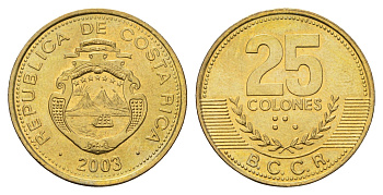 Коста-Рика 25 колонов 2003 KM 229a алюминиевая бронза UNC 183-1036