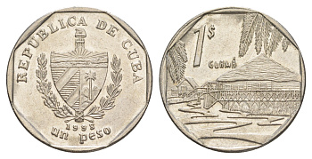 Куба 1 песо 1998 хижины Гуама KM 579 сталь плакированная никелем 4648-1145