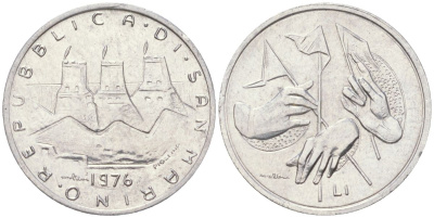 Сан-Марино 1 лира 1976 республика KM 51 алюминий UNC 4614-369