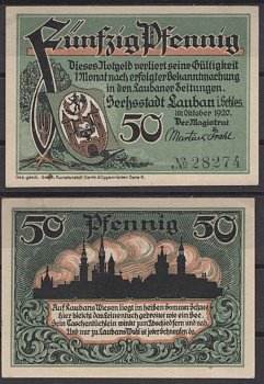 Любань 50 пфеннигов 1920 DeNG 2 L16.1d бумага UNC (пресс) 8608-20-3-2