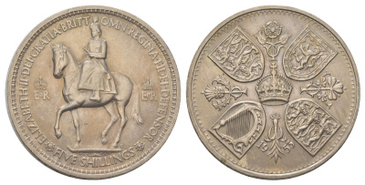 Великобритания 1 крона (5 шиллингов) 1953 коронация королевы Елизаветы, Елизавета II (1952-2022) Елизаветы, в красочной упаковке KM 894, Spink 4136 медно-никель UNC 3897-935