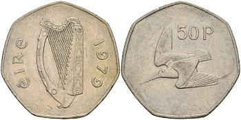 Ирландия 50 пенсов 1979 вальдшнеп KM 24 медно-никель 4144-1114