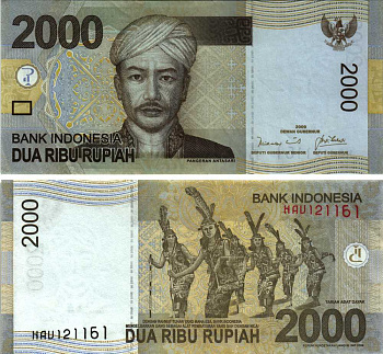 ИНДОНЕЗИЯ 2000 РУПИЙ 2009 Pick 148а бумага 8611-4-3