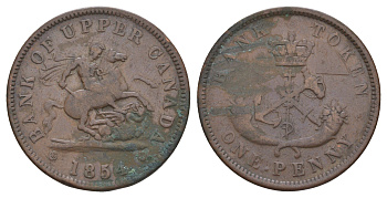 Канада, Банк Верхней Канады 1 пенни 1854 KM Tn3 медь 109-1024