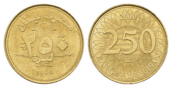 Ливан 250 ливров 2000 орнамент KM 36 медь алюминий никель UNC 4678-412